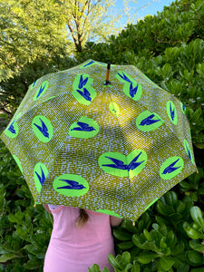 woman holding a lightweight, handheld japarra sun umbrella parasol to help her to block the sun's damaging UV rays that cause burning, premature aging and skin cancer.