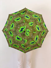 Load image into Gallery viewer, japarra sun umbrella parasol used to block the damaging UV rays from the sun that cause burning and aging. Lightweight, handheld green parasol sun umbrella.